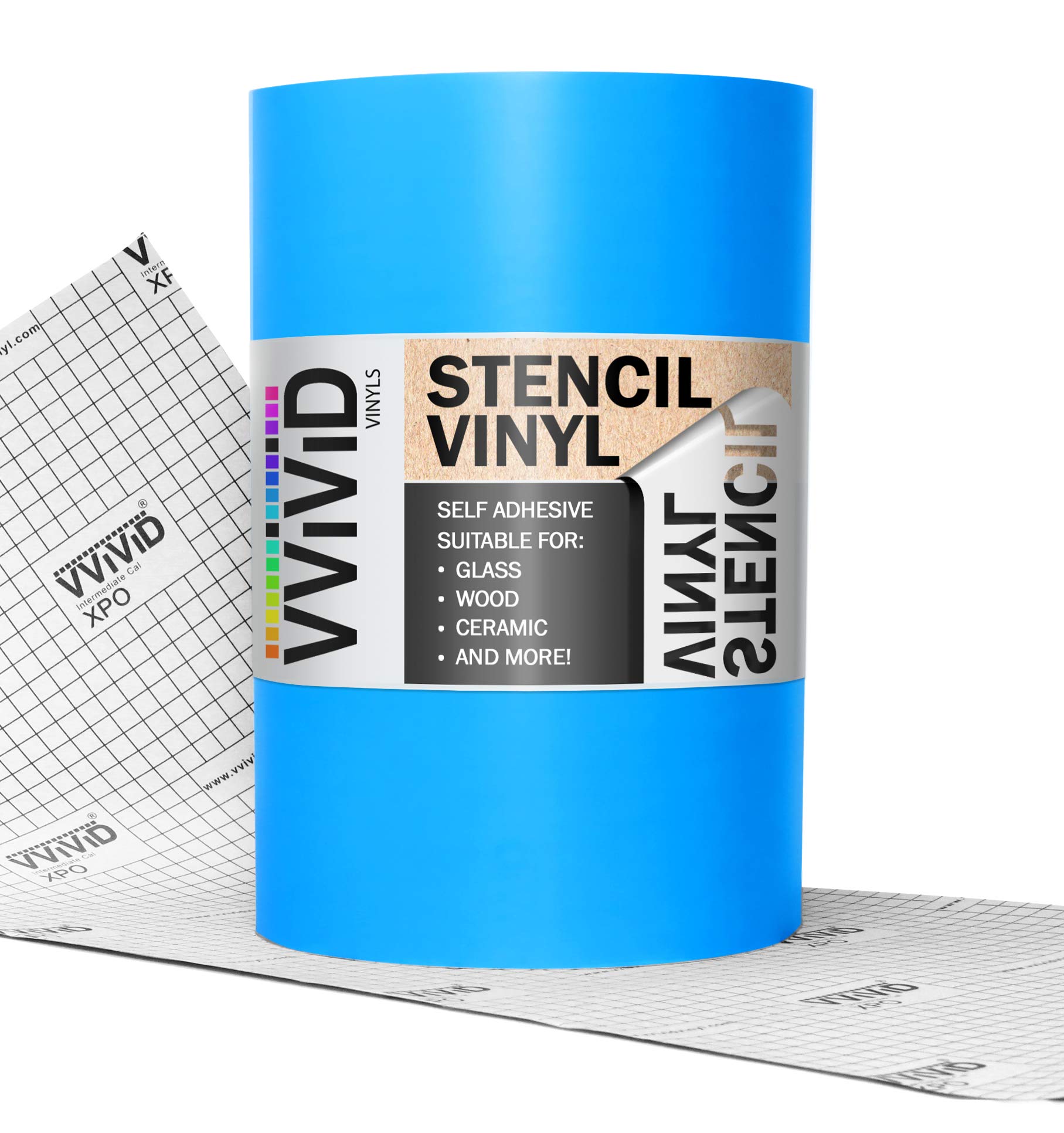 VViViD Blue Stencil Vinyl Masking Film With Anti-Bleed Technology (12" x 10ft) - WoodArtSupply