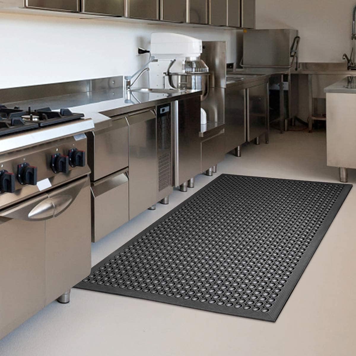 Anti Fatigue Rubber Floor Mat 2 Pack Restaurant Kitchen Mats for Floors Non-Slip Bar Floor Mats Door mat Drainage Mats Utility Garage Indoor Outdoor YOSHIKO