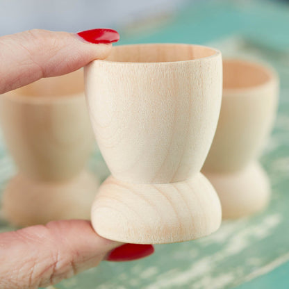 Package of 9 Unfinished Wood Egg Cups for Crafting, Designing and Easter Creations - WoodArtSupply