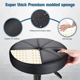 HMTOT Swivel Stool with Wheels Round Rolling Stools PU Leather Height Adjustable Black HMTOT