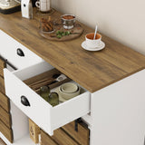 HOSTACK Farmhouse Coffee Bar Cabinet, 47" Kitchen Buffet Cabinet with Storage, Barn Doors Sideboard Storage Cabinet, Wood Buffet Sideboard with HOSTACK