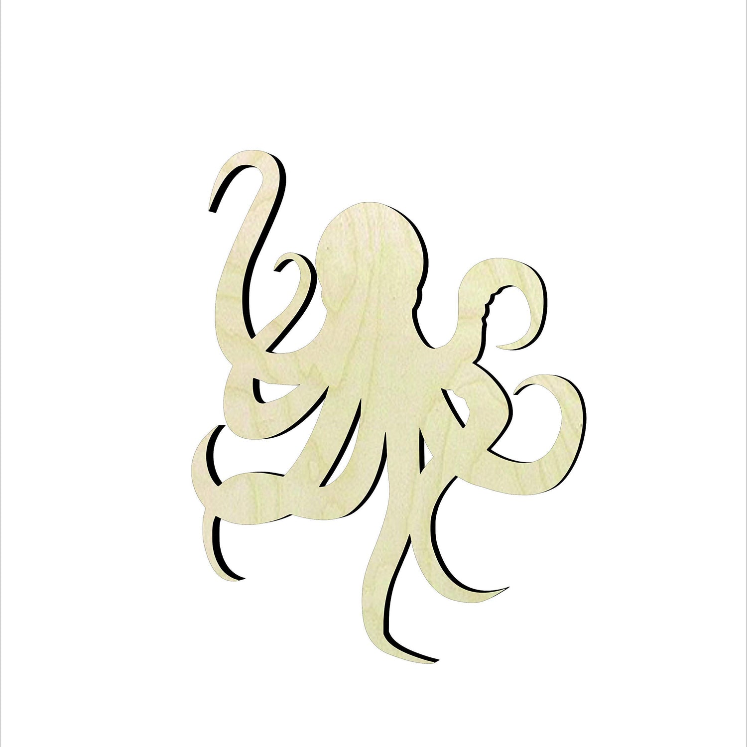 6 Pack of 3 inch Octopus Wood cutouts, Unfinished Octopus wood cutout, DIY Craft wooden cutout Generic