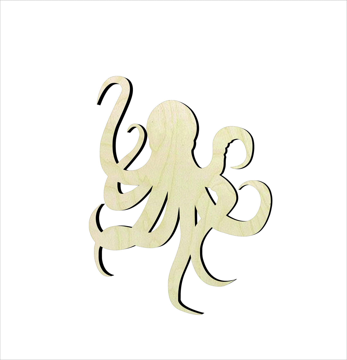 6 Pack of 3 inch Octopus Wood cutouts, Unfinished Octopus wood cutout, DIY Craft wooden cutout Generic