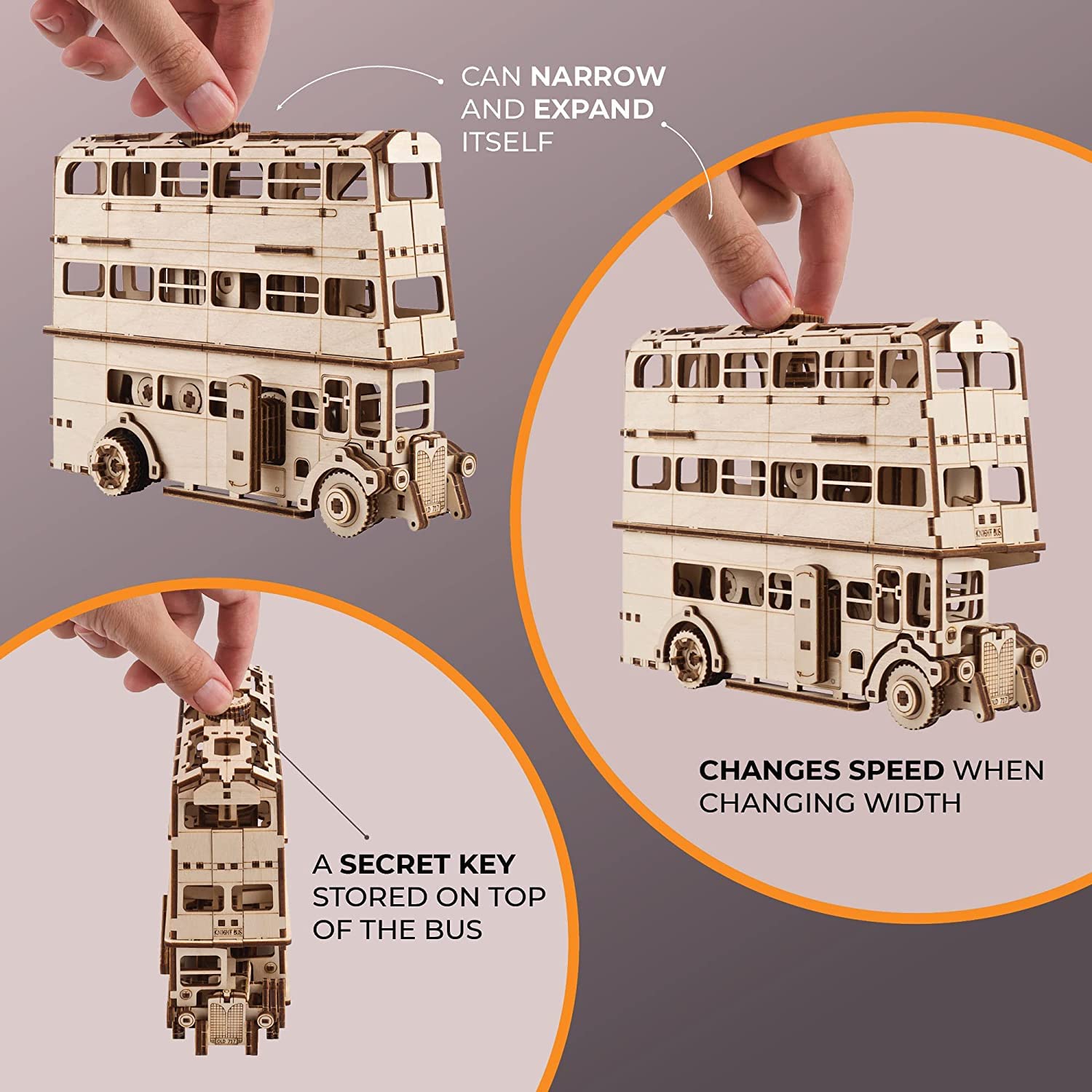 UGEARS Harry Potter Knight Bus - 3D Wooden Puzzles for Adults to Build - Wooden Bus Model Kits 3D Puzzles for Adults - Wooden Model Building DIY UGEARS