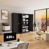 INTERGREAT Metal Storage Cabinet with Lock, 72" H Garage Storage Cabinets with Doors and Adjustable Shelves, Black Lockable Steel Supply Cabinet for INTERGREAT