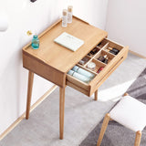 HomSof 100% Solid Wood Dressing Table Makeup Vanity Table with Storage Drawer,Oak HomSof