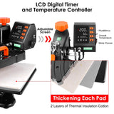 AKEYDIY Upgraded 8 in 1 Heat Press Machine Digital Combo Multifunctional T-Shirt Printing Sublimation Heat Press Transfer Machine12"X15"Heat Press AKEYDIY