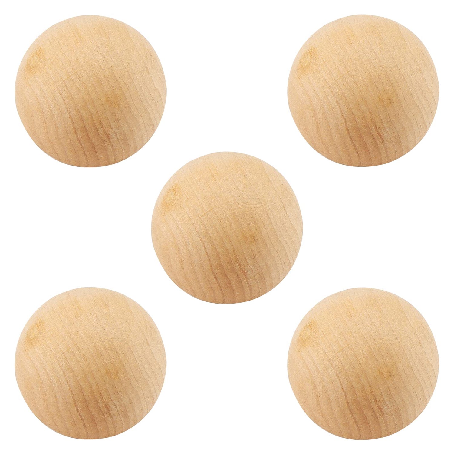 LEXININ 5 PCS 3.5 Inch Craft Wood Ball, 9cm Unfinished Wooden Round Ball, Natural Round Wood Sphere for Crafts, DIY Projects, Decoration LEXININ