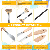 5 Pieces Painting Knife Set Background Blender Brush and Fan Blender Artist Brush Stainless Steel Palette Knife 2 Inch and 1 Inch Landscape Brush for CHENGU