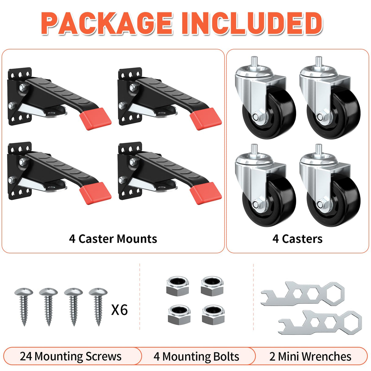 SPACEKEEPER Workbench Casters kit 920 Lbs Retractable Casters Heavy Duty Bench Caster Wheels Side Mounted Retractable Workbench Wheels Designed for SPACEKEEPER