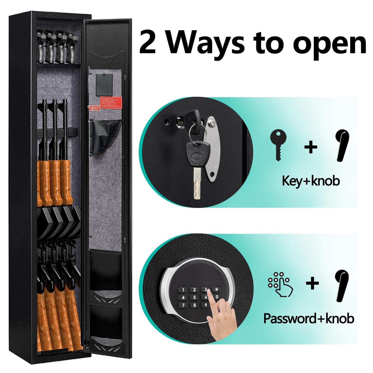 KAER Gun Safe,Rifle Safe,Gun Safes for Home Rifle and Pistols,Gun Security Cabinet,Gun Cabinet for Rifles and Shotguns with Removable Storage Shelf KAER