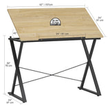 SD STUDIO DESIGNS Axiom II Drawing 42" Wide Adjustable Top Drafting Table, Graphite Black/Ashwood SD STUDIO DESIGNS
