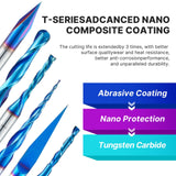 Turnextte O Flute Spiral Router Bit for CNC, 1/8 inch Cutting Diameter, 1/2 inch Cutting Length, 1/4 inch Shank with Nano Coated Carbide Single Flute Turnextte