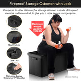 ENGPOW Storage Ottoman Bench,Fireproof Folding Storage Bench with Lock,30 Inches Fire＆Water Resistant Storage Chest Foot Rest Stool Leather Bedroom ENGPOW