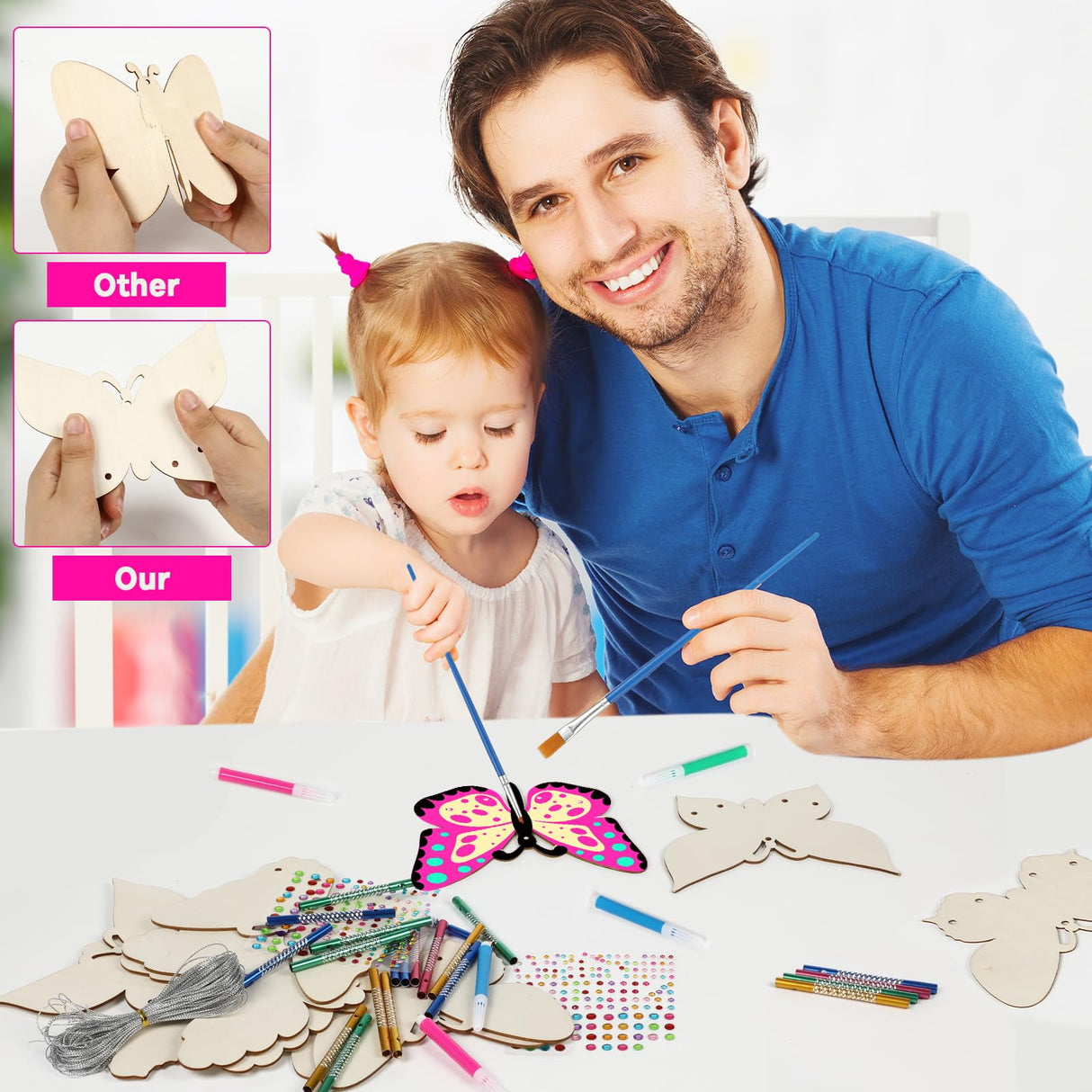 16 Pack Butterfly Wind Chime Kits Butterfly Crafts for Kids Make Your Own Butterfly Wind Chime Wooden DIY Arts and Crafts for Summer Party School gisgfim