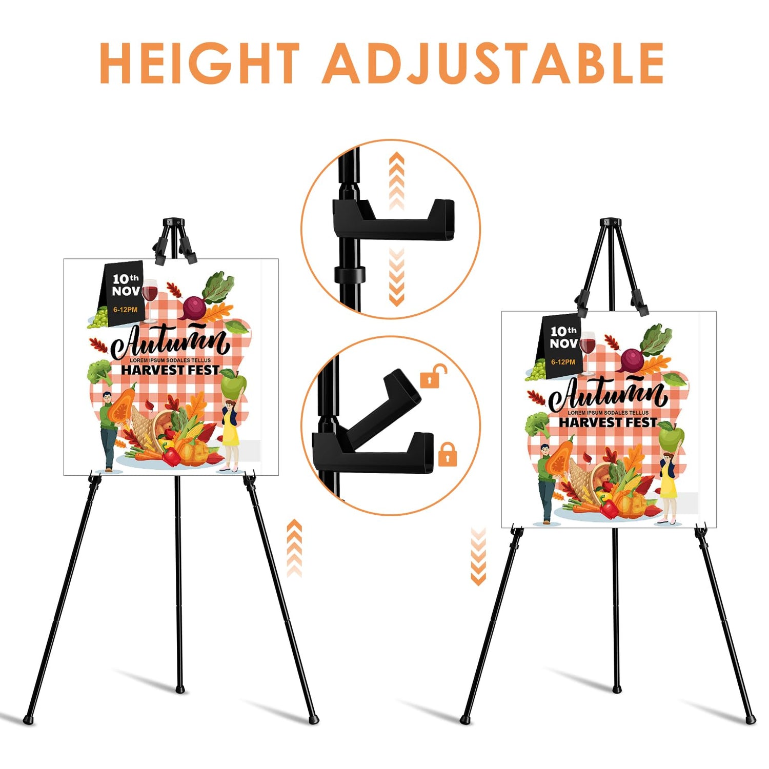 Artist Easel Stand for Display, Portable Easel for Wedding Signs & Painting, 65'' Floor Adjustable Easel for Display with Bag, Metal Painting Easel hanmir