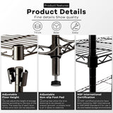 3-Tier Storage Shelves Adjustable,Wire Shelving Heavy Duty Storage Rack(150 Lbs Loading Capacity/Shelf) Metal Shelf Organizer Wire Rack Shelf for MGHH