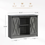 4 EVER WINNER Farmhouse Sideboard Buffet Cabinet with Storage, 42” Kitchen Cabinet with Sliding Barn Doors, Rustic Wood Coffee Bar Cabinet Table 4 EVER WINNER