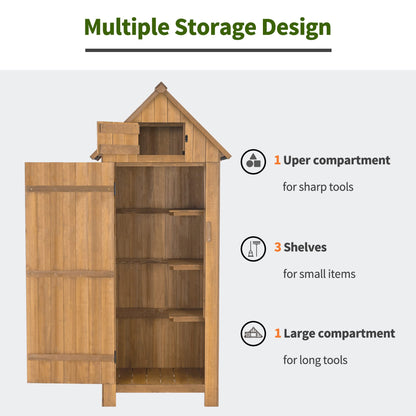 MCombo Outdoor Storage Cabinet Tool Shed Wooden Garden Shed Organizer Wooden Lockers with Fir Wood (70") 0770 (Natural) - WoodArtSupply