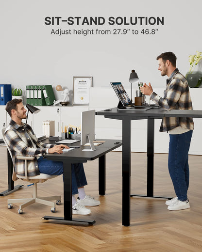 Marsail Standing Desk Adjustable Height with 4-in 1 Electical Outlet, L Shaped Electric Standing Desk (63x55 inch, Black) - WoodArtSupply