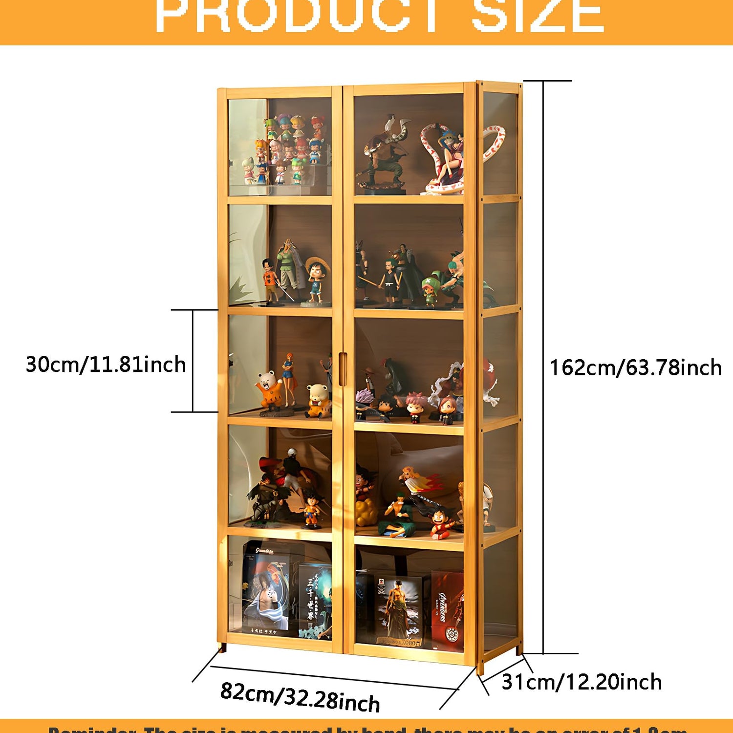 5-Tier Acrylic Glass Display Cabinet with Bamboo Frame – Versatile Storage for Books, Toys, and Collectibles idhhco