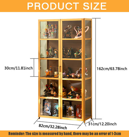 idhhco 5 Tier Curio Display Cabinet, Storage Cabinet with Acrylic Glass Door, Collectibles Toy Organizers Rack & Display Shelf, Kids Bookcase for