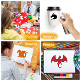 65 Pieces Animal Stencils for Painting, Small Reusable Deer Bear Stencil Template Tree Bee Bird Mountain DIY Craft Paint Stencils for Painting on Hosomono