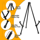 AROIC 14'' Tabletop Instant Display Easel, 12 Pack Black Small Steel Portable & Adjustable Collapsible Table Tripod Easels Stand, for Canvas AROIC