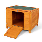 Wooden Rabbit Hutch,Elevated Bunny Cage, Cat House, Pet Box with Green Roof, Small Animal Home Sandinrayli