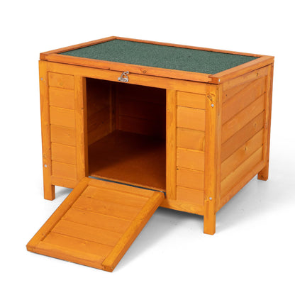 Wooden Rabbit Hutch,Elevated Bunny Cage, Cat House, Pet Box with Green Roof, Small Animal Home - WoodArtSupply