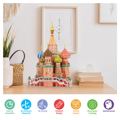 3D Puzzles for Adults & Kids St. Basil's Cathedral Building Set, Russia Cathedral Architecture Craft Model Kits, Educational 3D Jigsaw Puzzle Toy