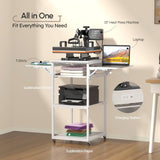 Crafit 4 Tier Heat Press Table with Pull-Out Tray, Foldable Movable Heat Press Stand with Charging Station for Heat Transfer Machine, Sublimation Crafit