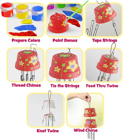 Dan&Darci Wind Chime Making & Painting Kit - Arts and Crafts Gift for Girls & Boys Ages 4, 5, 6, 7, 8, 9, 10-12 - Birthday for Kids - Kid Art & Craft