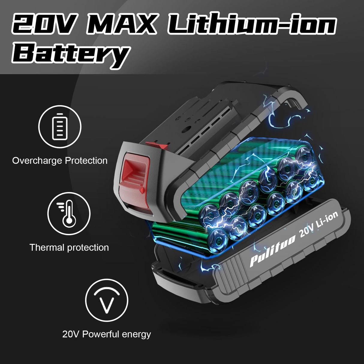 PULITUO Cordless Drill Set, 20V Electric Power Drill with Battery And Charger, Torque 30N, 21+1 Torque Setting, 2 Various Speed, with 43pcs Drill PULITUO