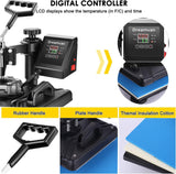 5 in 1 Heat Press Machine for t Shirts Heat Transfer Machine12" X 15"Swing Away Shirt Printing Multifunctional Sublimation Machine Digital Shirt AKEYDIY