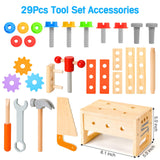 Wooden Tool Set for Kids 2 3 4 5 Year Old, 29Pcs Educational STEM Toys Toddler Montessori Toys for 2 Year Old Construction Preschool Learning Hieoby