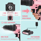 COMOWARE 169Pcs Home Tool Kit with Drill, Pink Drill Set for Women, Lady's Home Repairing Tool Kit with 20V Power Drill, with a Large-Capacity Tool COMOWARE