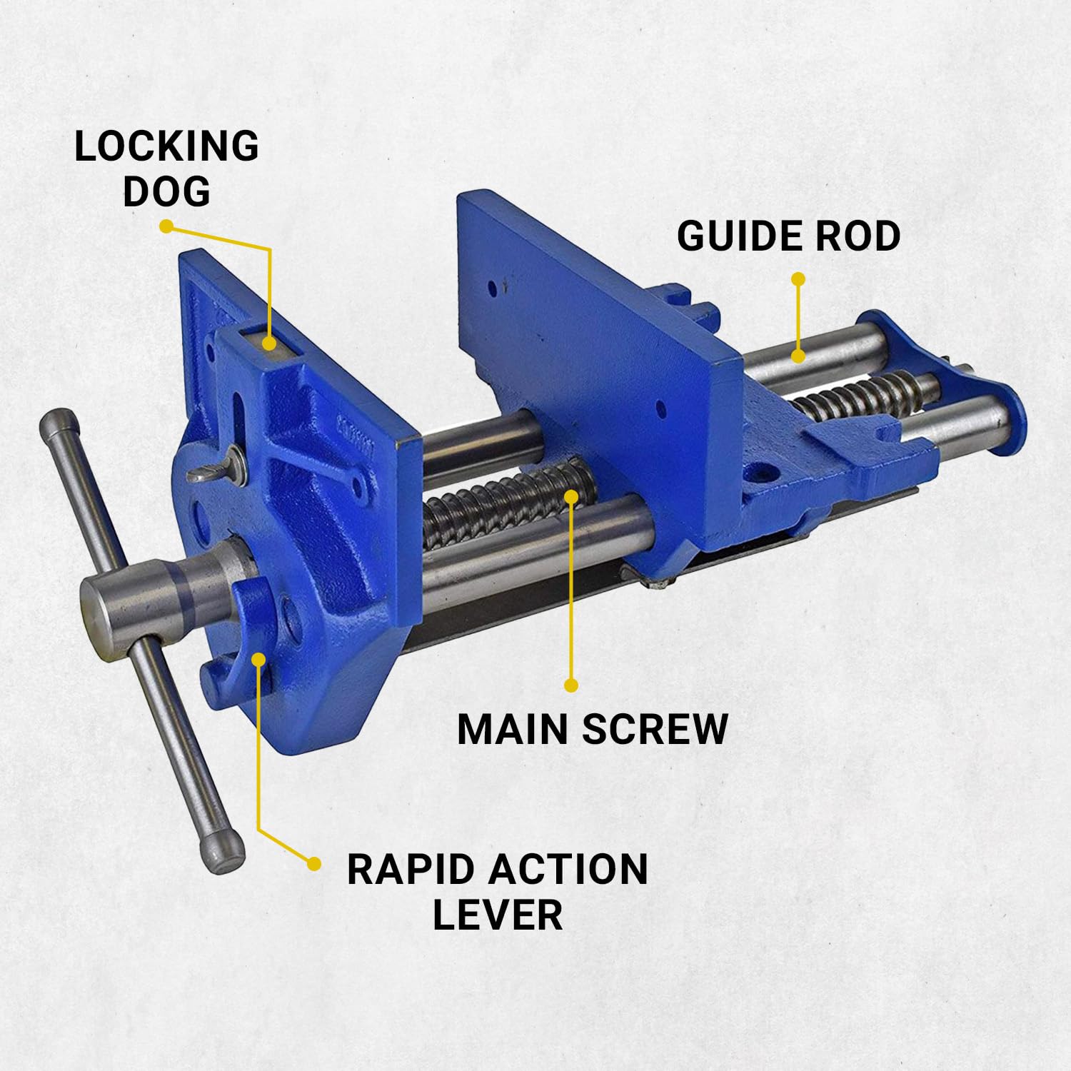 Yost Vises M7WW Rapid Action Woodworking Vise | Quick Release Lever for Quick Adjustments | 7 Inch Jaw Width | Made with Heavy-Duty Cast Iron | Blue - WoodArtSupply