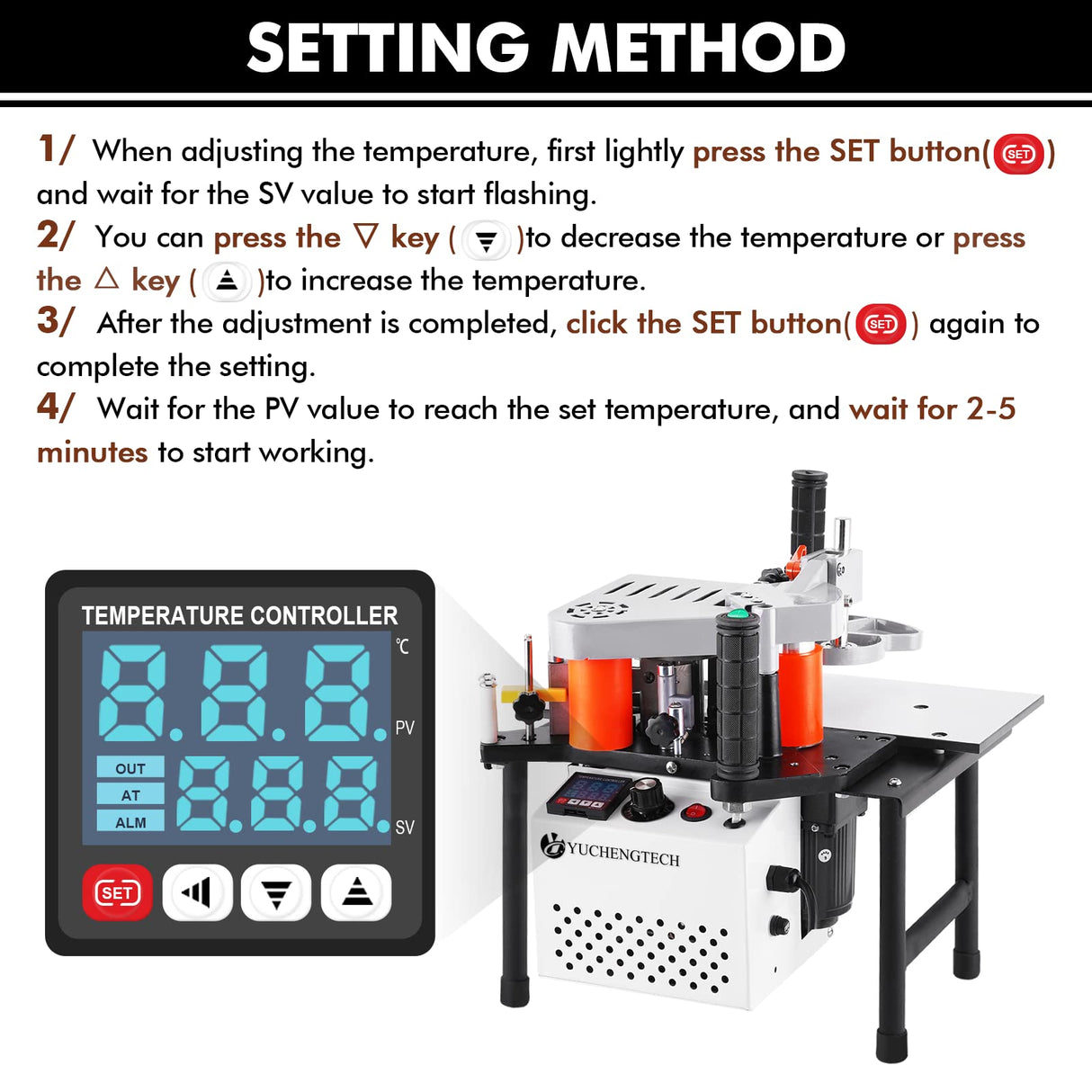 YUCHENGTECH Woodworking Edge Bander Banding Machine Portable Edge Bander Curve Straight Edge Banding Machine With Speed Control 5-10m/min (110V, YUCHENGTECH