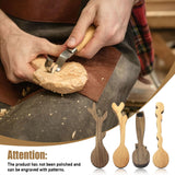 CDIYTOOL 4Pcs Wood Carving Spoon, Unfinished Wood Carving Spoon with Branch Handle Wooden Twig Shaped Spoon Black Walnut Blank Wood Spoon for DIY CDIYTOOL