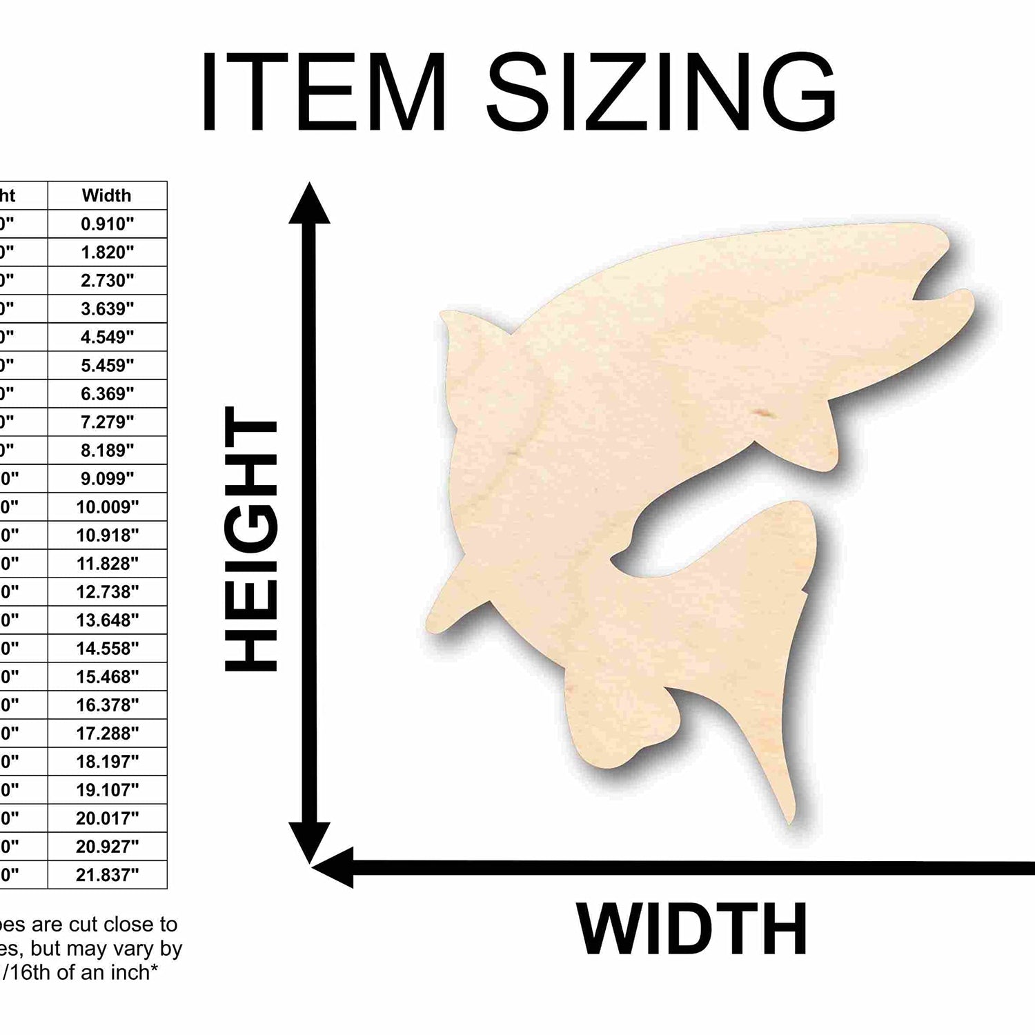 Unfinished Wood Trout Salmon Fish Silhouette - Craft- up to 24" DIY 12" / 3/4" 24 Hour Crafts