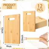 Gerrii 12 Packs Wooden Cutting Boards Set with Handles Engraving Blanks Kitchen Serving Platter Bulk for Vegetables Meat Pizza Cheese (12 x 8 Gerrii