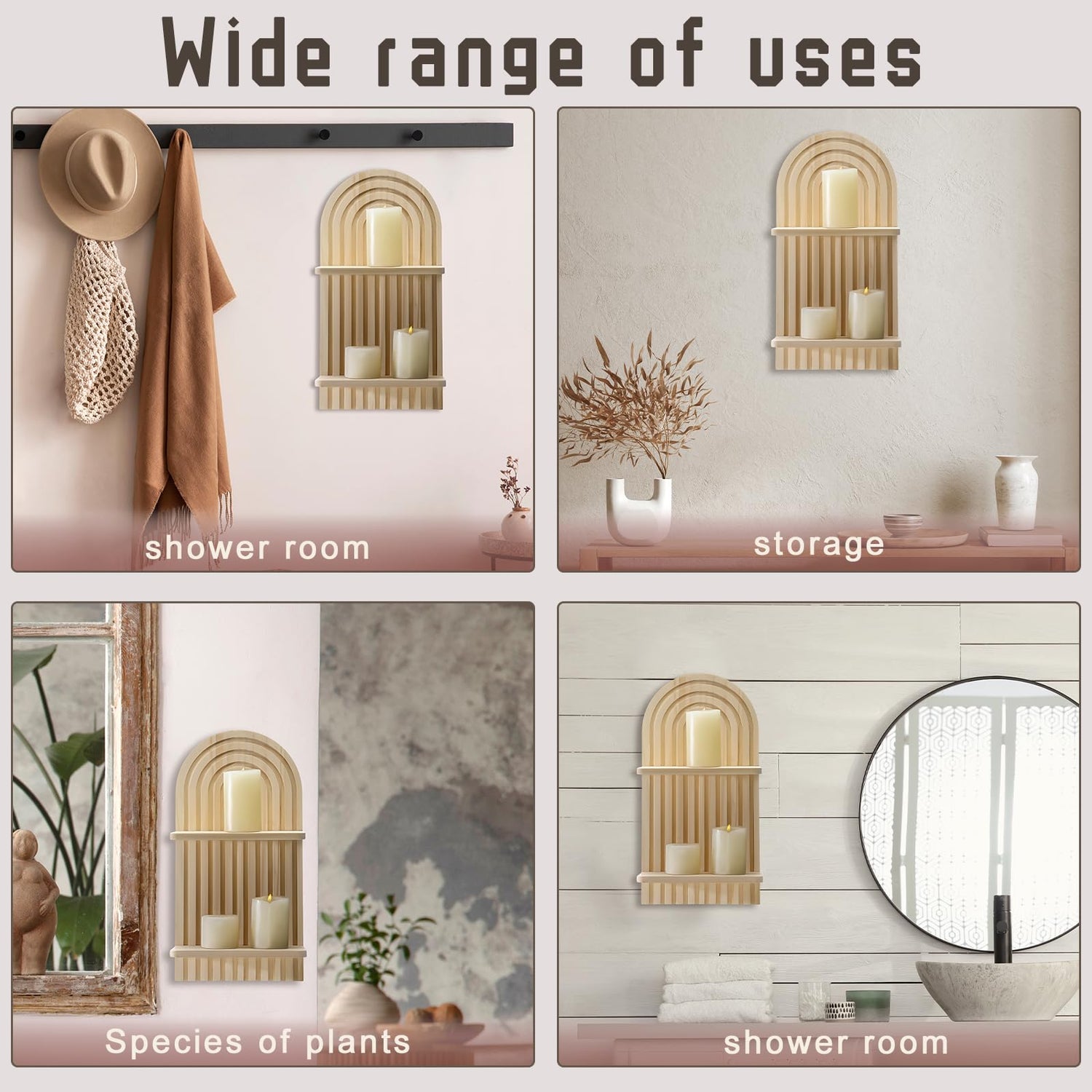 Boho Wooden Rainbow Wall Shelves - 2-Piece Set for Stylish Nursery & Home Decor Tatuo