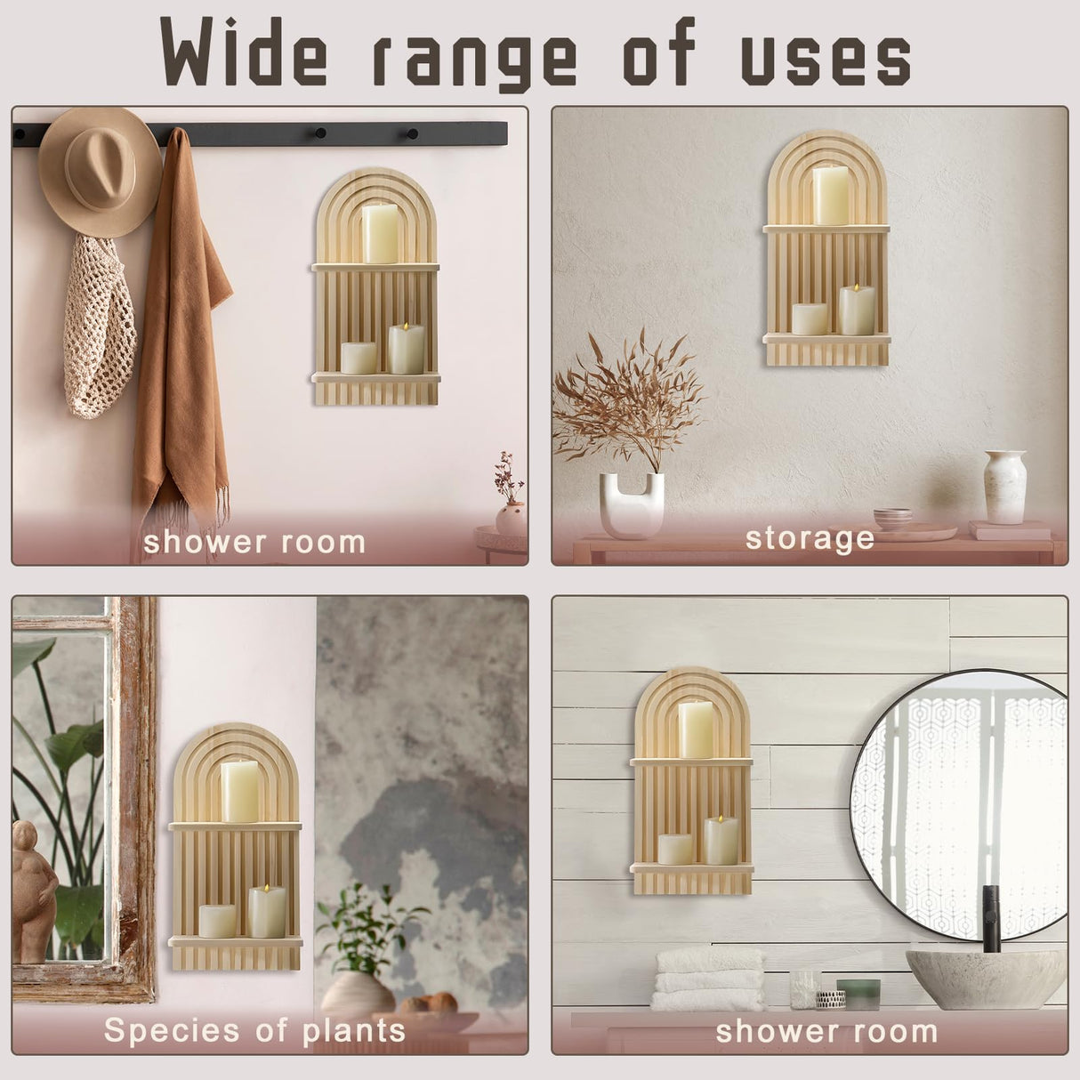 Boho Wooden Rainbow Wall Shelves - 2-Piece Set for Stylish Nursery & Home Decor Tatuo