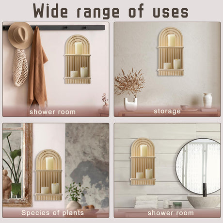 Boho Wooden Rainbow Wall Shelves - 2-Piece Set for Stylish Nursery & Home Decor Tatuo