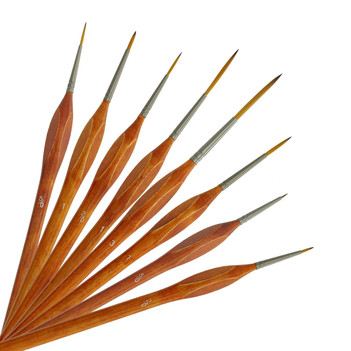 U.S. Art Supply 8 Piece Taklon Detail and Liner Artist Brush Set with Wood Comfort Grip Handles - Art, Detailing, Acrylic, Oil, Watercolor U.S. Art Supply