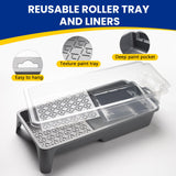 Mister Rui Paint Roller Kit, 16 Pack, 4 Inch Microfiber Paint Rollers, Small Paint Roller Covers, Disposable Paint Tray Liner and Frame, Mini Rollers Mister Rui