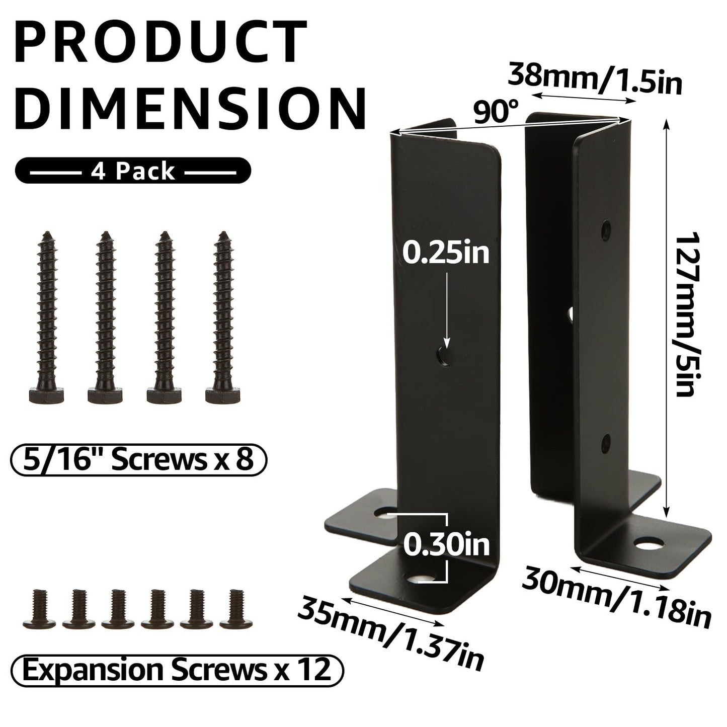 AKOLAFE 4PCS Concrete Post Bracket with Screws 5” Pergola Brackets Kit Adjustable Deck Railing Bracket Wood Fence Brackets Fit 1.5x1.5, 2x2, 2x4, 4x4 - WoodArtSupply