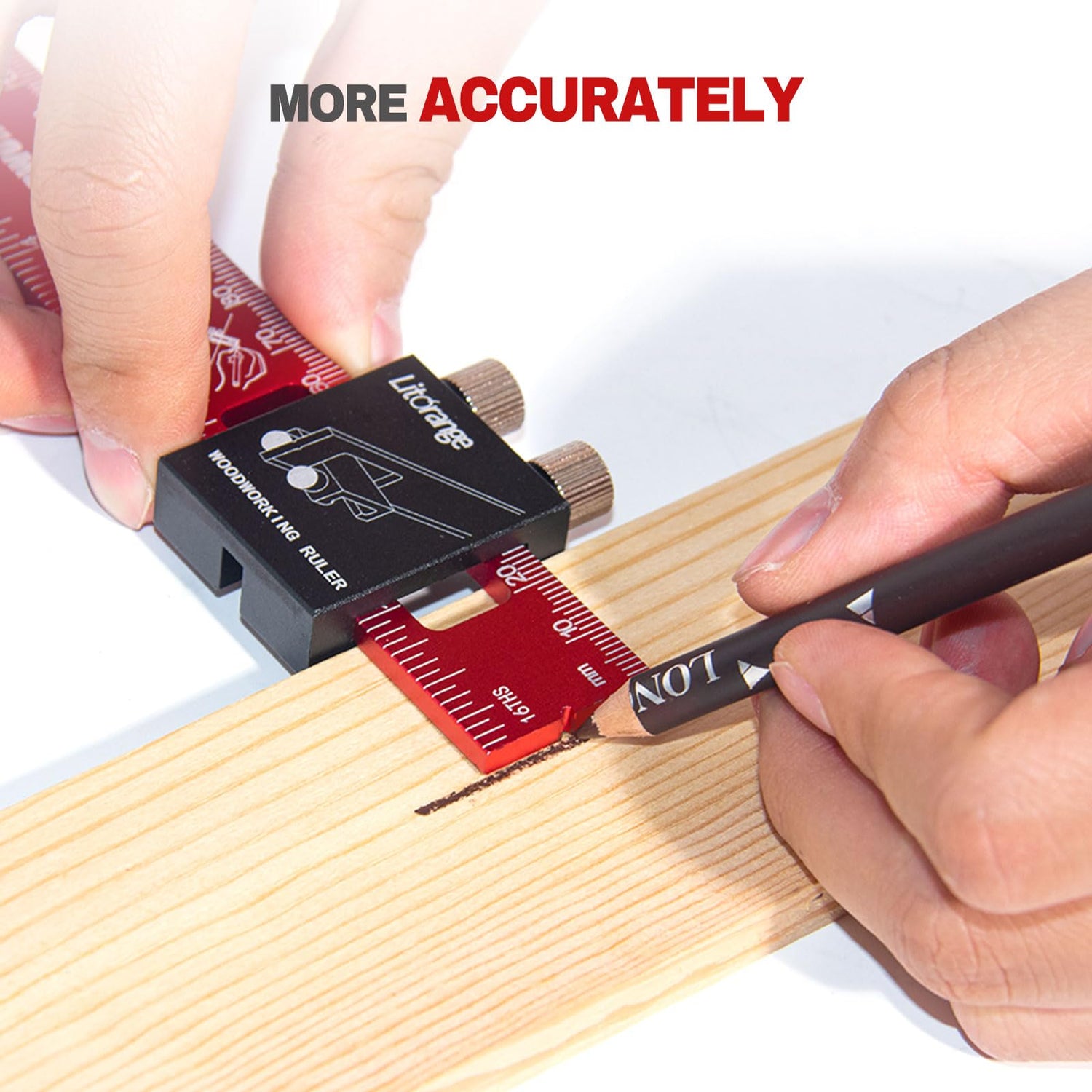 Litorange 3 Pcs Newly Designed Woodworking Ruler Precision Pocket Ruler, Aluminum Inch/Metric Marking Measuring Ruler T Track Ruler (6/8/12 Inch) LitOrange