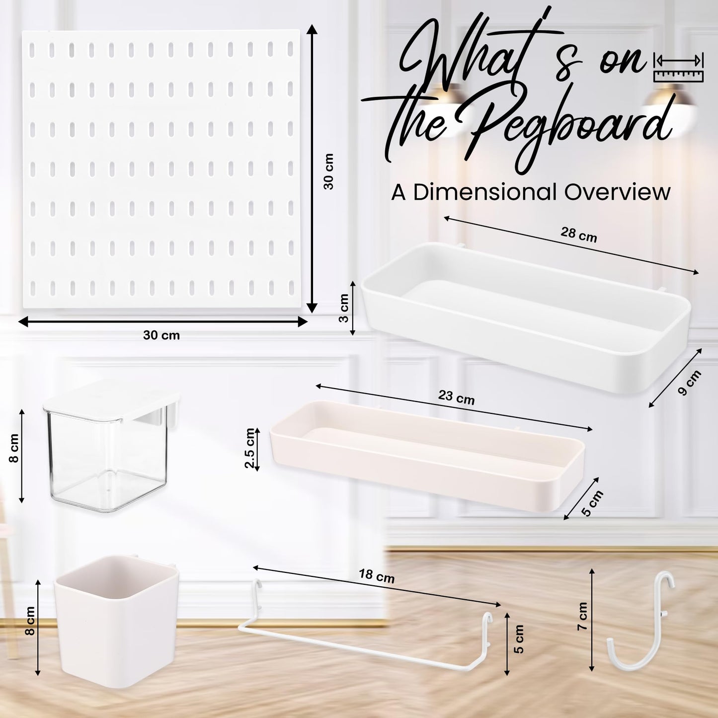 J3A Collections Peg Board Set | White Pegboard Wall Organizer, Sets of 4 Pegboards with 9 Different Accessories - Wall Peg Boards Panels Kits for - WoodArtSupply